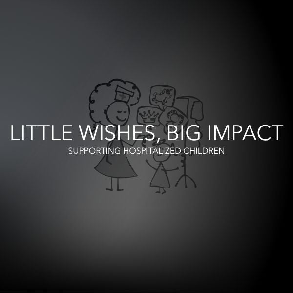 Little Wishes Big Impact supporting hospitalized children banner with nurse and patient cartoon