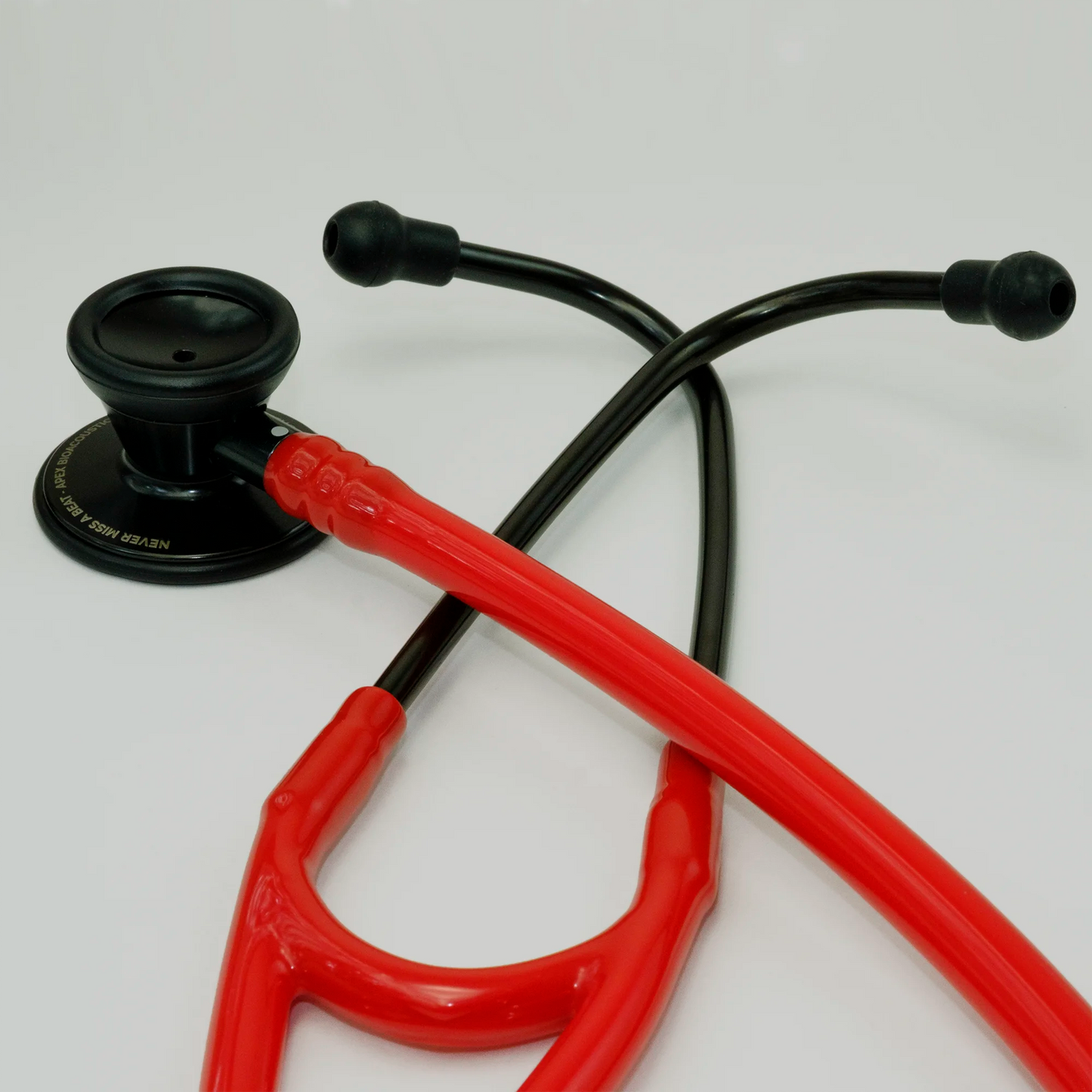 red cardiology stethoscope tubing and chestpiece