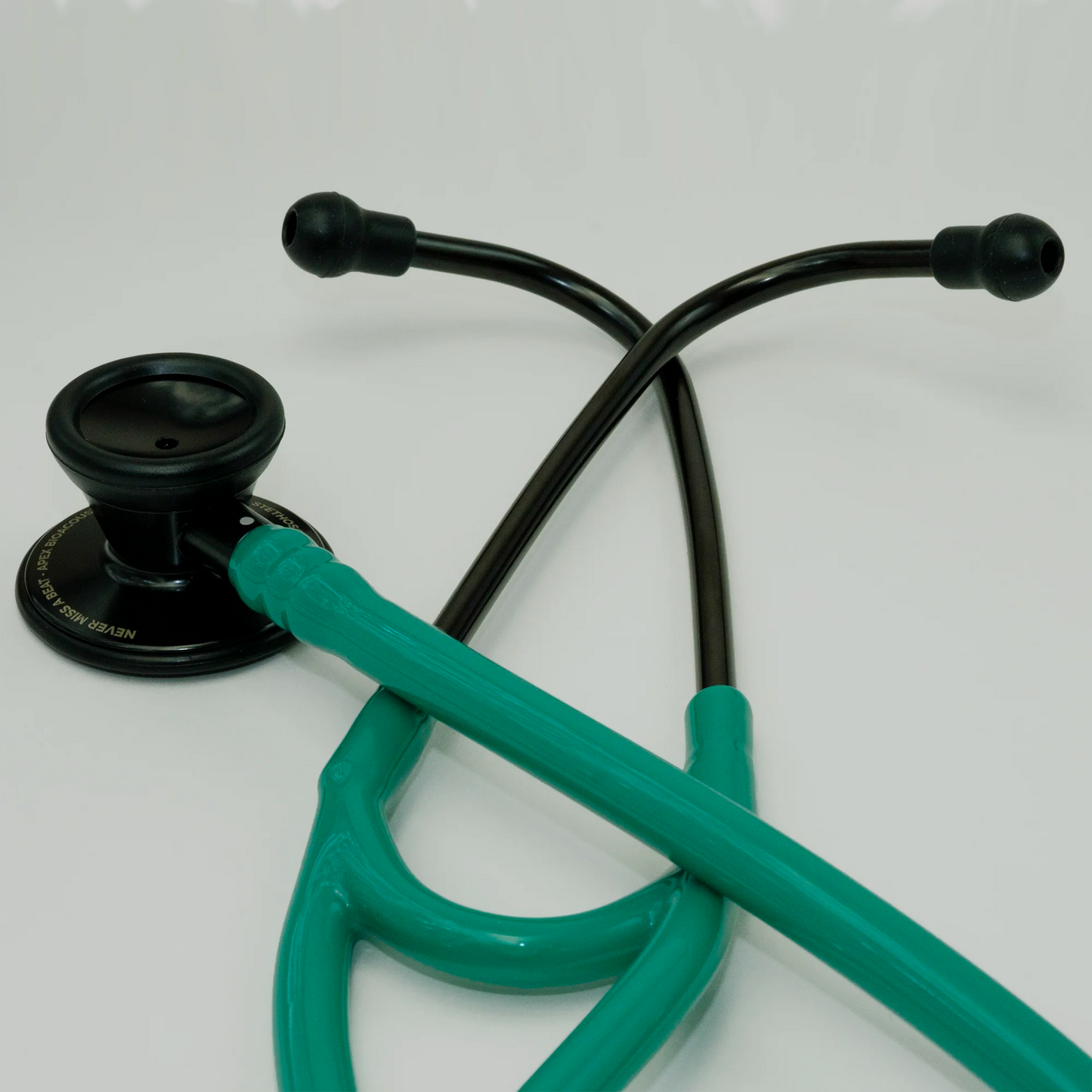 teal cardiology stethoscope tubing and ear tips